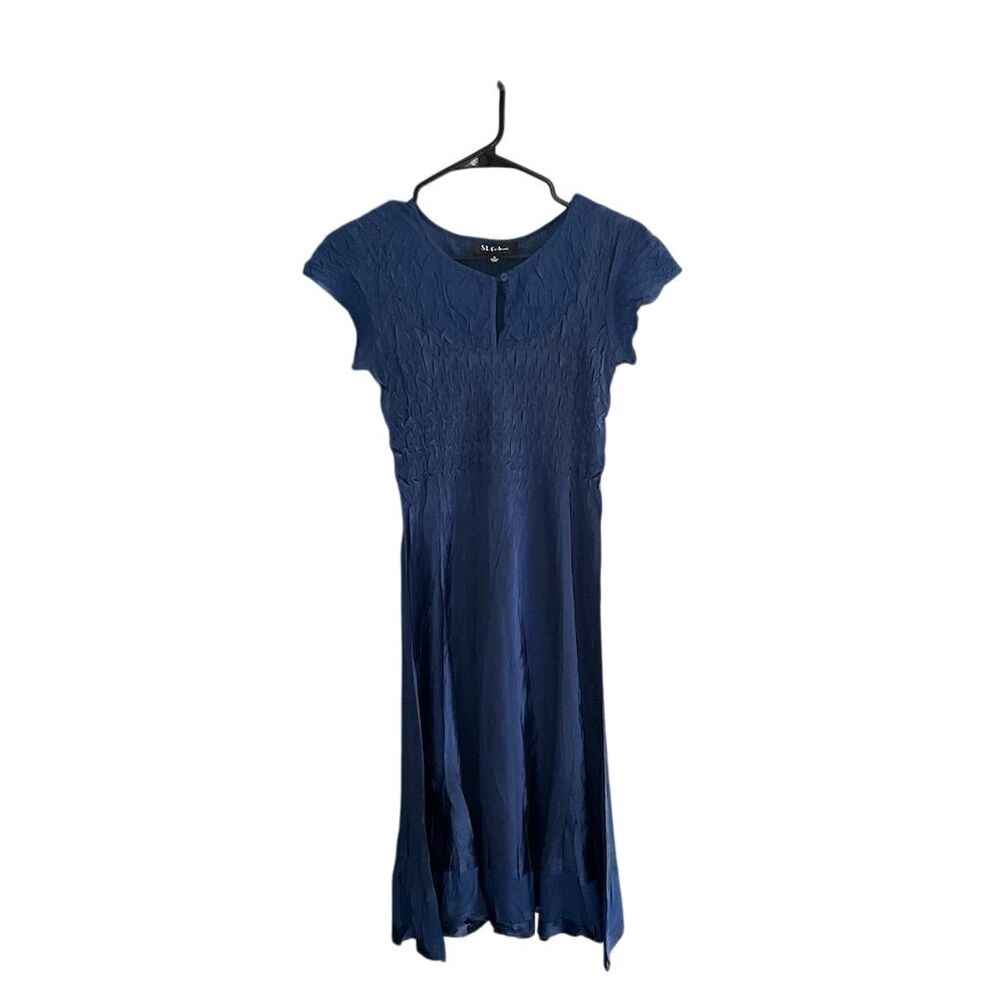 S.L. Fashions Women's Fit & Flare Knee Length Dress Blue‎ Size S